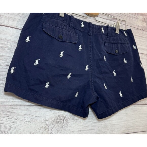Polo Ralph Lauren  Shorts Chino Flat Front Pony Logo Navy Blue Size  12 - Picture 3 of 8